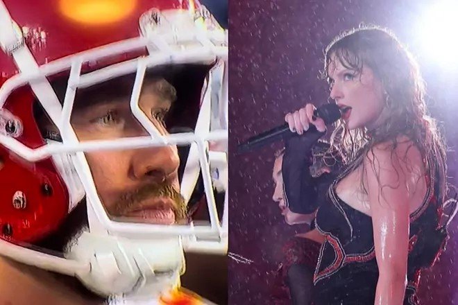 Travis Kelce has revealed what it was like to see girlfriend Taylor Swift shown on the big screen at the Chiefs-Patriots game last Sunday