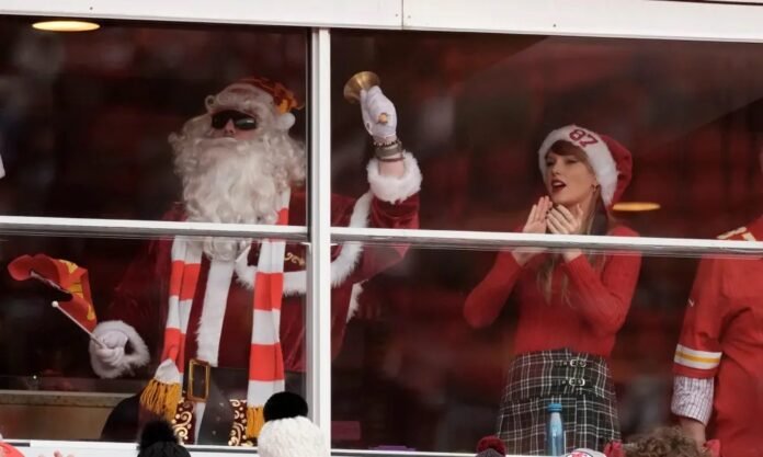 Source reveals' Taylor swift brother Austin, was the face behind the Santa Claus that came with her to chiefs vs raiders game