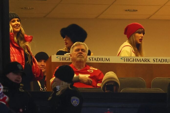 Taylor Swift and Kylie Kelce spotted hanging out at Chiefs-Bills game