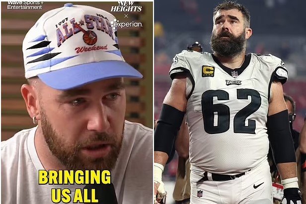 Travis Kelce bursts into tears AGAIN while discussing Jason's NFL retirement on New Heights