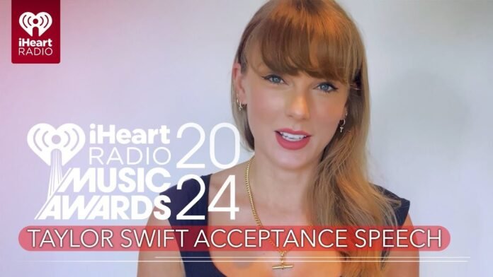 Taylor Swift sends a sweet message of gratitude to Swifties as she wins Artist of the Year at 2024 iHeartRadio Music Awards while SKIPPING event