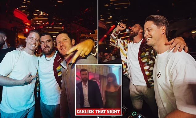 Taylor Swift nowhere to be seen as Travis Kelce parties in Las Vegas with DJ Kygo... after couple attended Patrick Mahomes' charity gala together earlier that evening