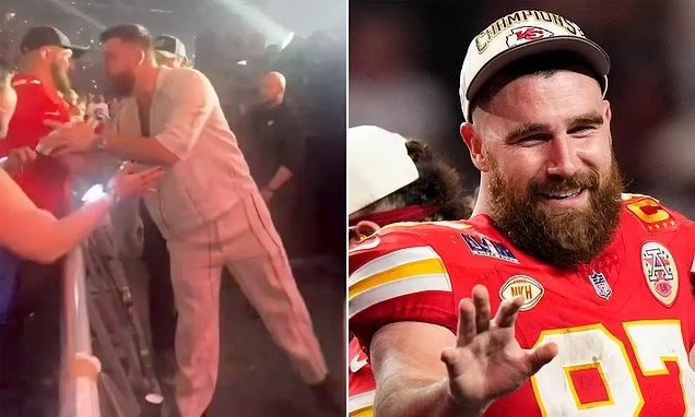 Taylor Swift fans go wild over Travis Kelce's sweet reaction to a Swiftie wearing his jersey to Paris Eras Tour