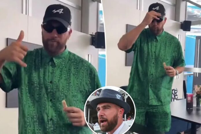 Reactions as Travis Kelce was dared to Kiss a random girl at Miami Grand Prix in the absence of Taylor swift