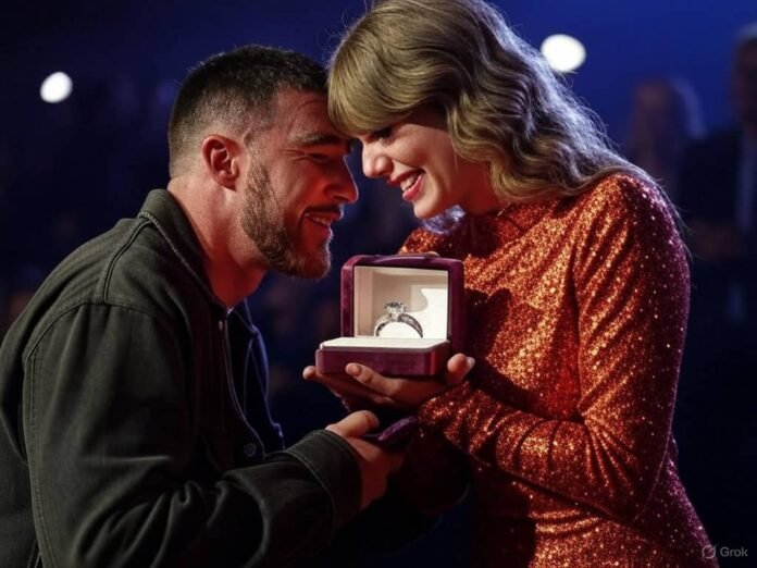 Forever is the Deal” says Taylor Swift as she says‘Yes, I Do’ to Travis Kelce as he Proposes with a $6 Million Engagement dashing Ring at the iHeartRadio Music Awards…👇👇