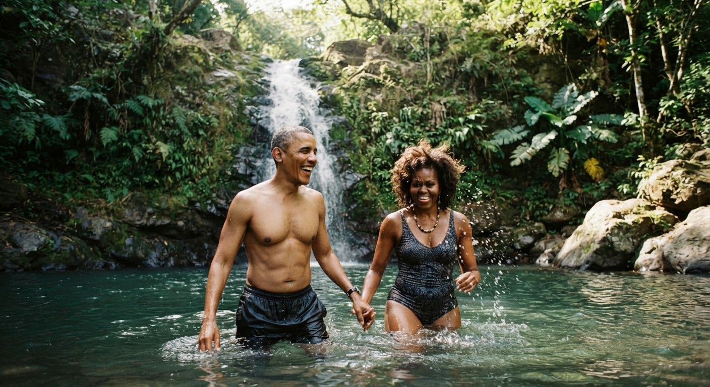OBAMA, 65, GOES VIRAL AFTER SHOWING OFF HIS ABS DURING WATERFALL GETAWAY WITH MICHELLE, 62 — FANS ARE LOSING IT OVER THESE PHOTOS!